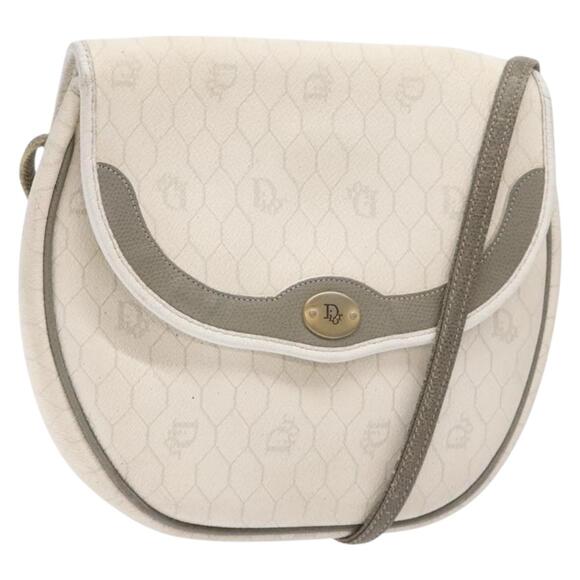 DIOR Honeycomb Canvas Shoulder Bag Pvc White Gold - Picture 1 of 13
